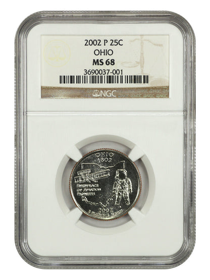 2002-P 25C Ohio NGC MS68 - Washington 50 States Quarters