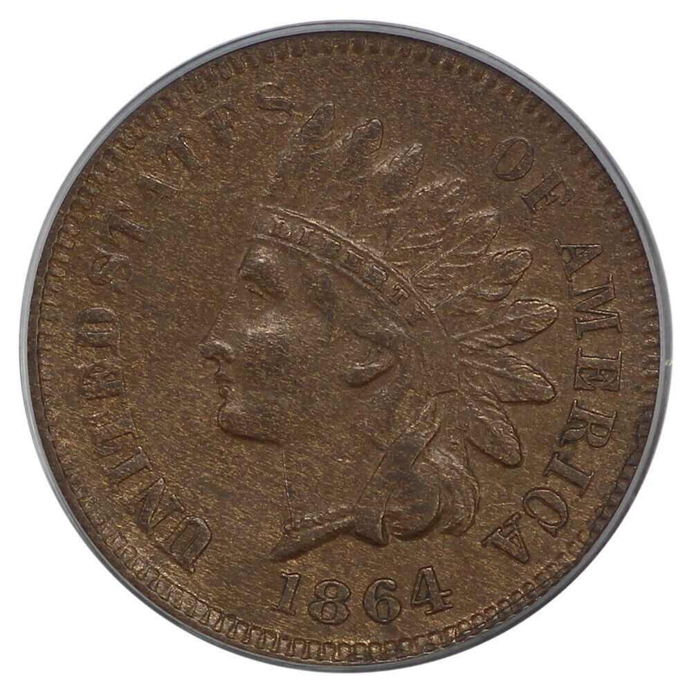 1864 1C PCGS AU58 (L On Ribbon) - Indian Cent