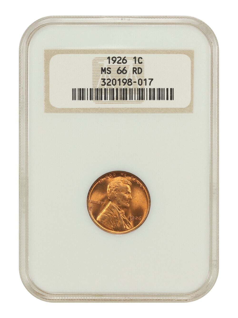 1926 1C NGC MS66RD (OH) - Lincoln Cent (Wheat Reverse)