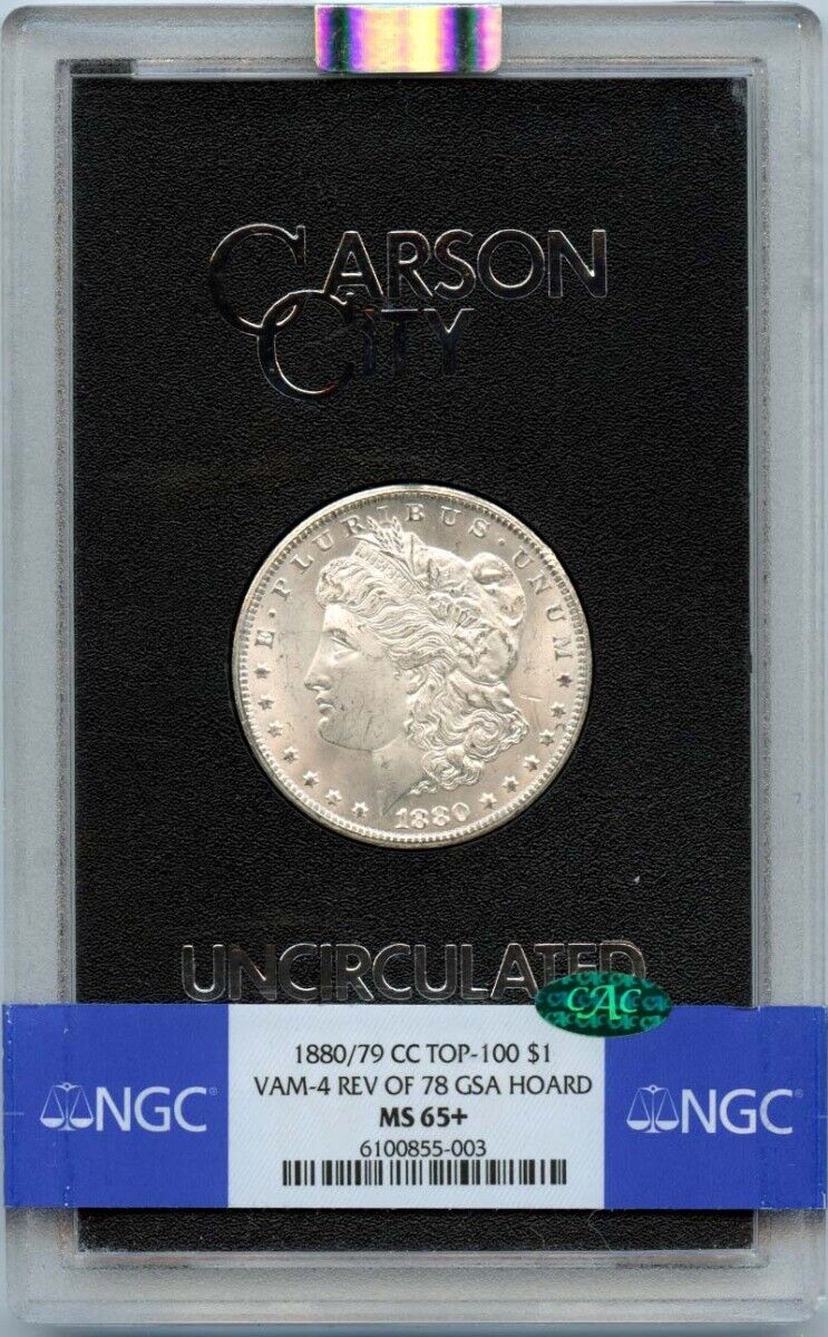 1880/79-CC Morgan Dollar VAM-4 Rev 78 GSA HOARD S$1 NGC MS65+ Plus (CAC)