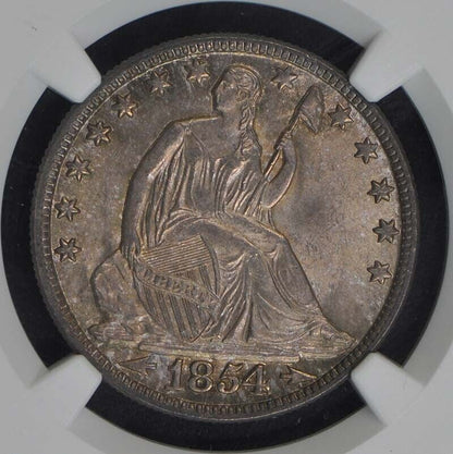 1854 O ARROWS Seated Liberty Half Dollar 50C NGC MS66