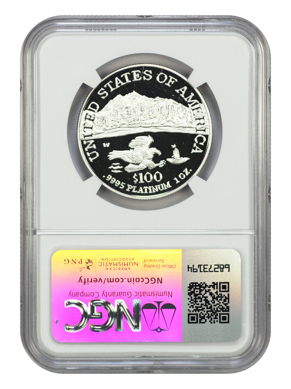 Mint Error: 2002-W $100 Statue of Liberty NGC PR69DCAM (Obverse Struck Thru)