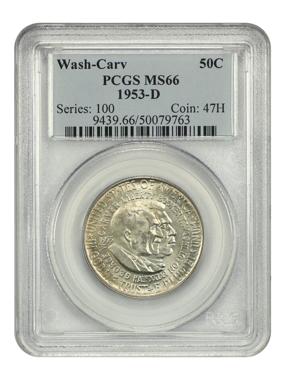 1953-D 50C Washington-Carver PCGS MS66 - Classic Silver Commemorative