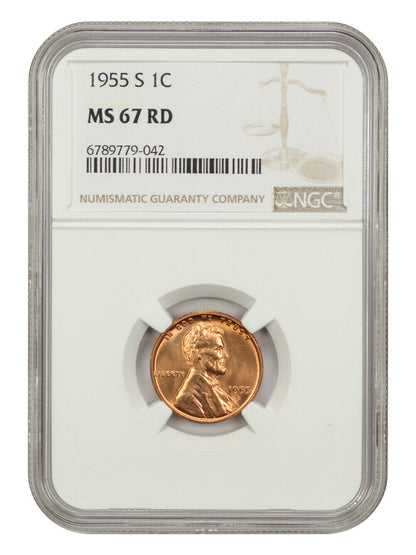 1955-S 1C NGC MS67RD