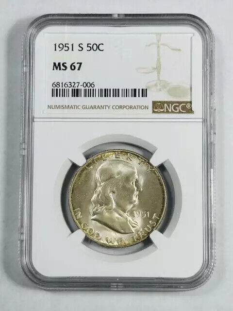 1951 S Franklin Half Dollar NGC MS-67 Lots of Luster!