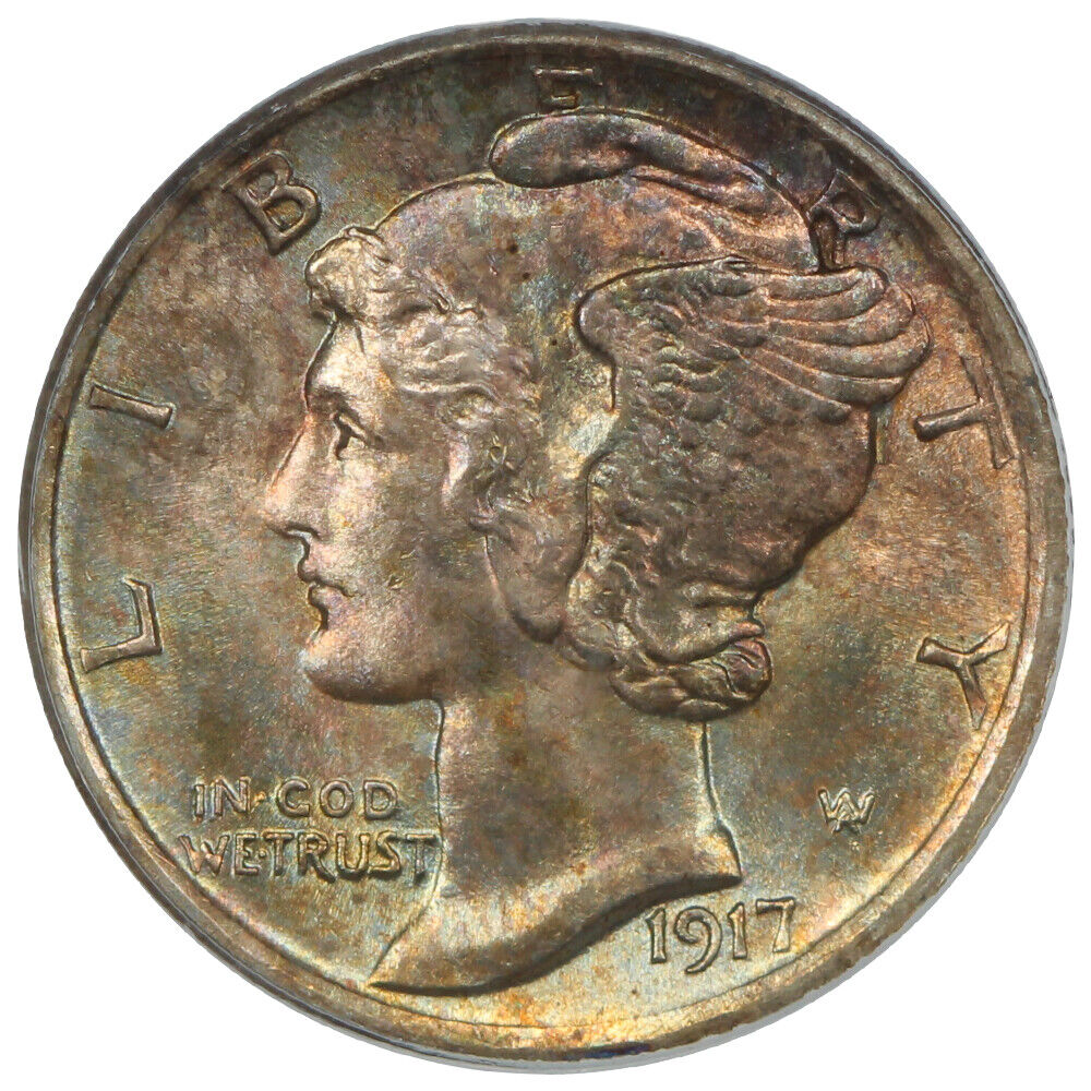 1917 10C PCGS MS65FB - Mercury Dime