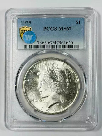 1925 P Peace Dollar PCGS MS-67 WOW Premium Quality Peace! Sight White