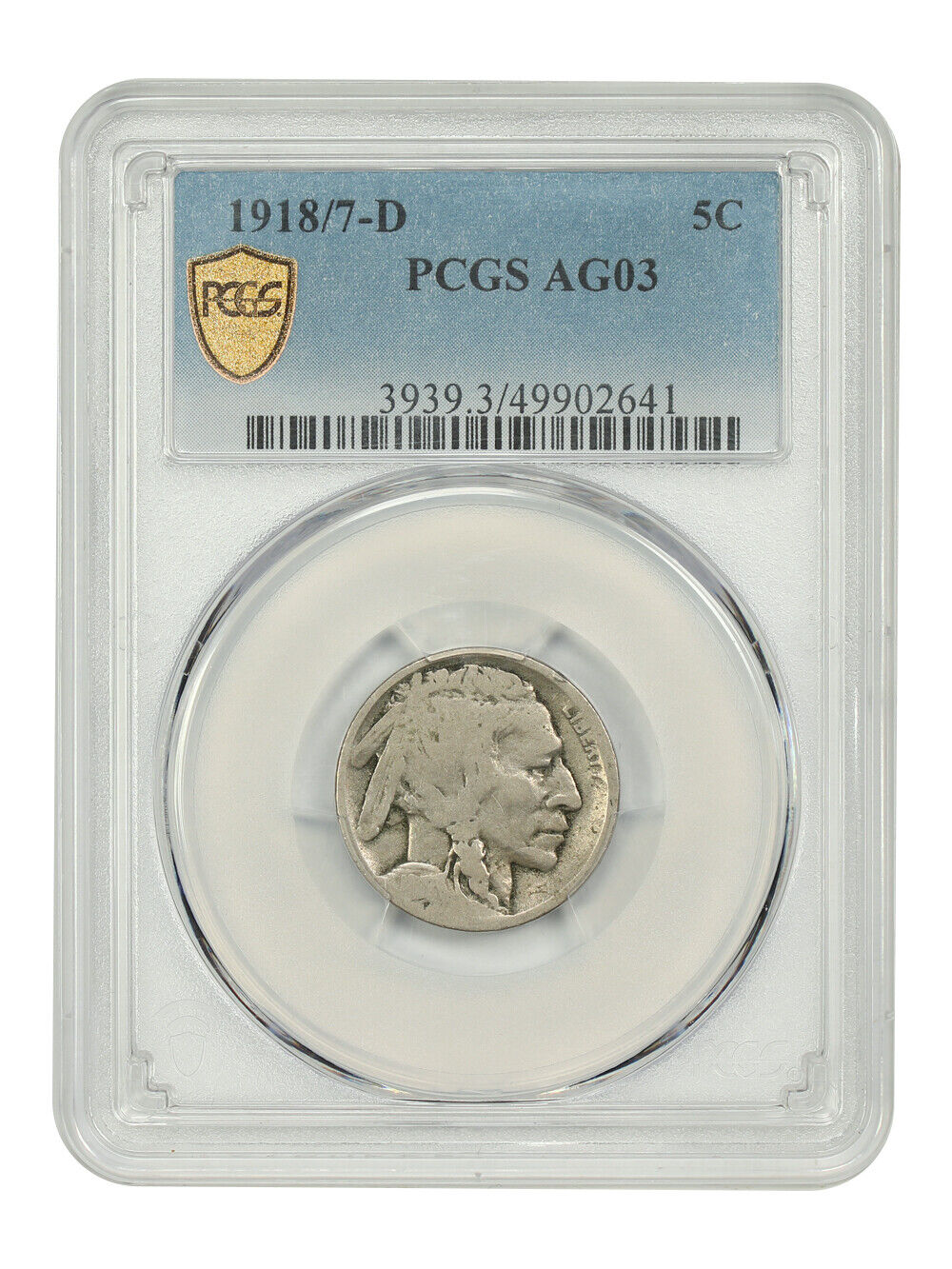 1918/7-D 5C PCGS AG03 - Buffalo Nickel - Rare Overdate