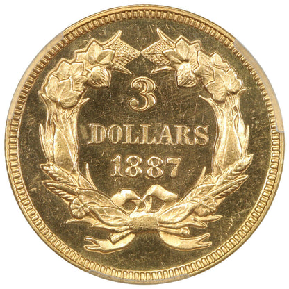 1887 $3 PCGS/CAC PR63CAM - Three Dollar