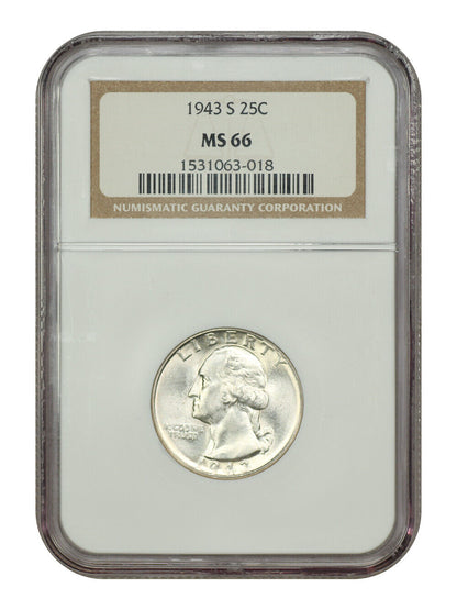 1943-S 25C NGC MS66 - Washington Quarter