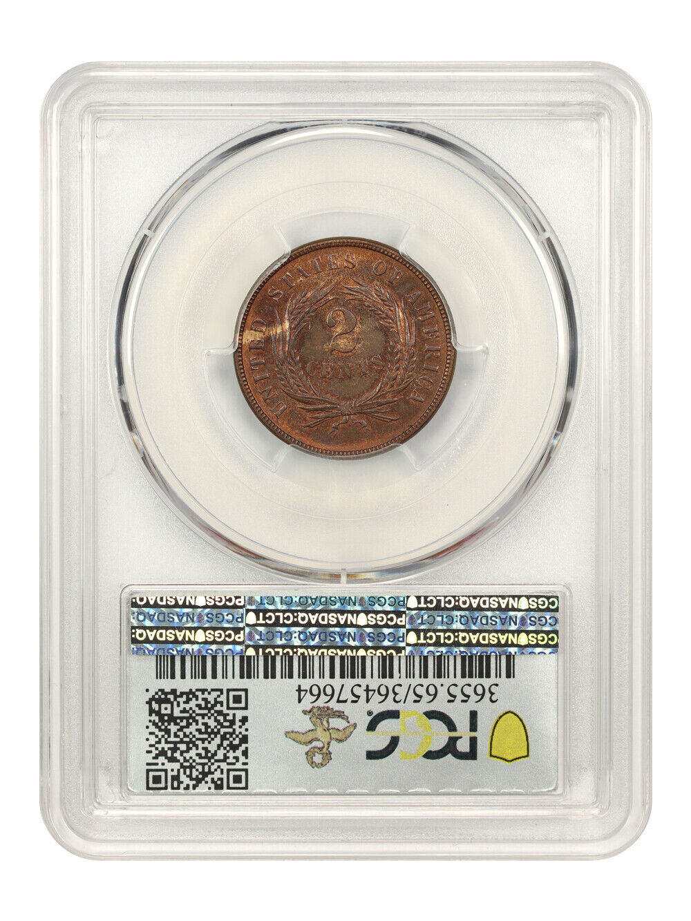 1873 2c PCGS Proof 65 RB (Open 3) ex: D.L. Hansen