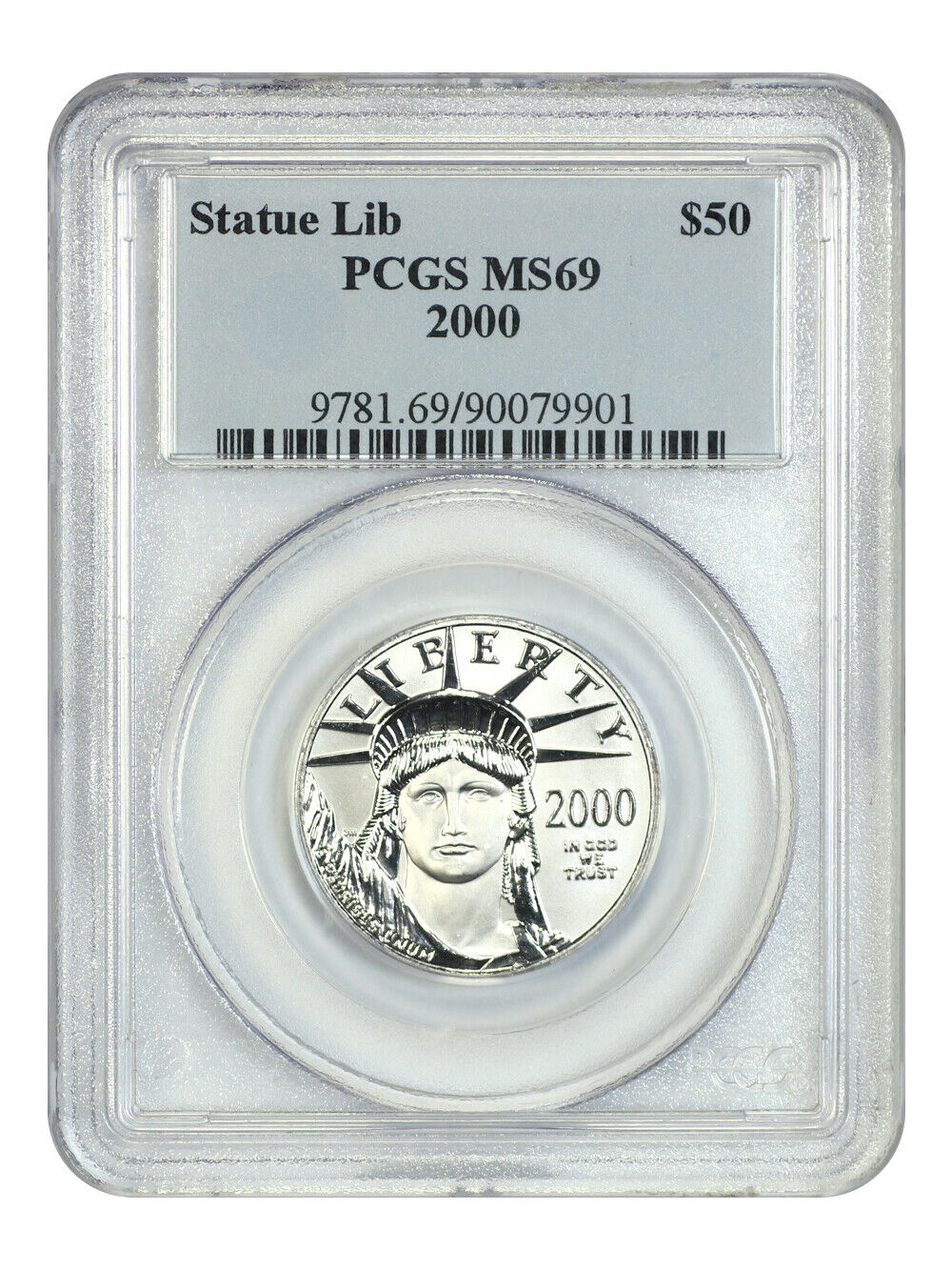 2000 $50 Liberty PCGS MS69 (Platinum) - $50 Platinum Eagles - 1/2 Ounce Platinum