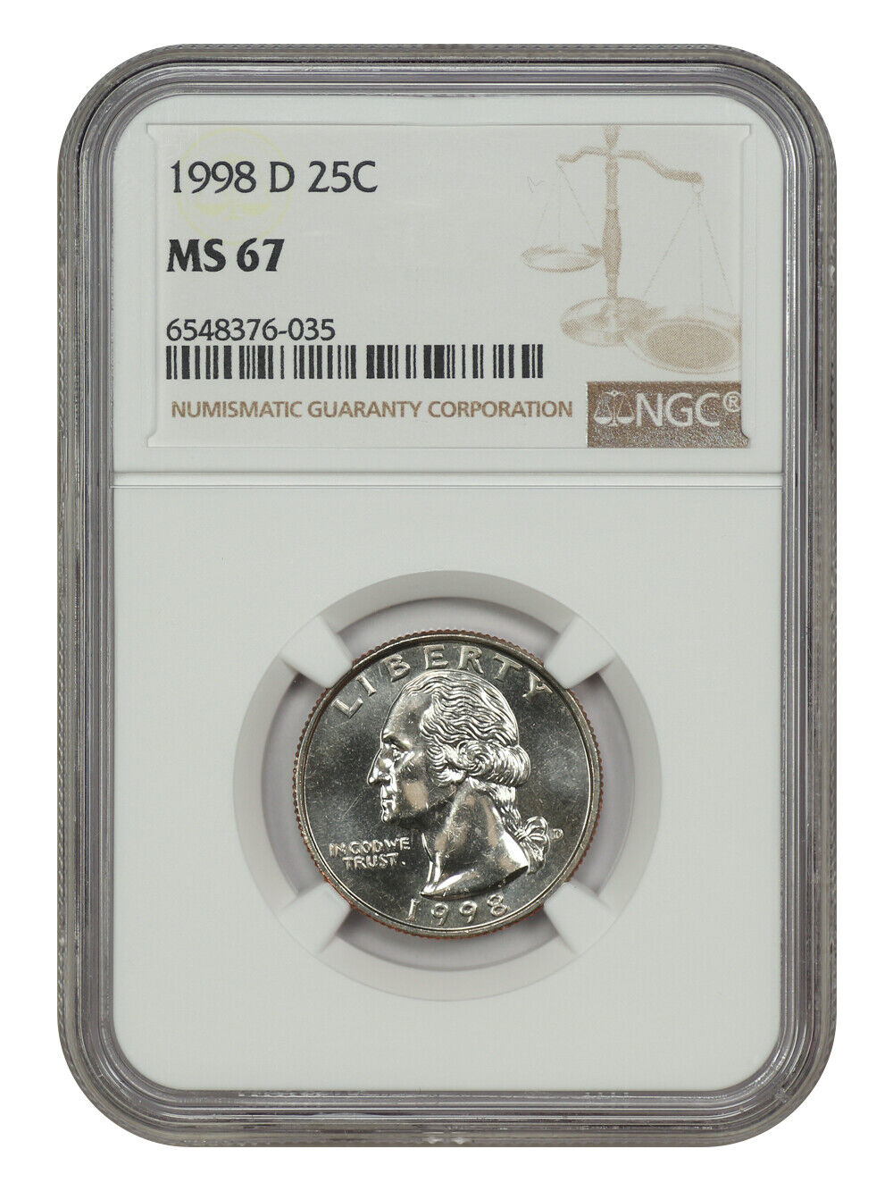 1998-D 25C NGC MS67