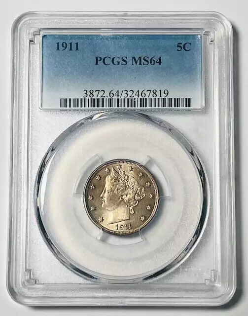 1911 P Liberty Head Nickel PCGS MS-64