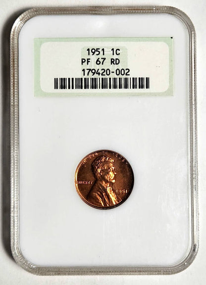 1951 P Small Cent NGC PF-67 RD - OLD HOLDER