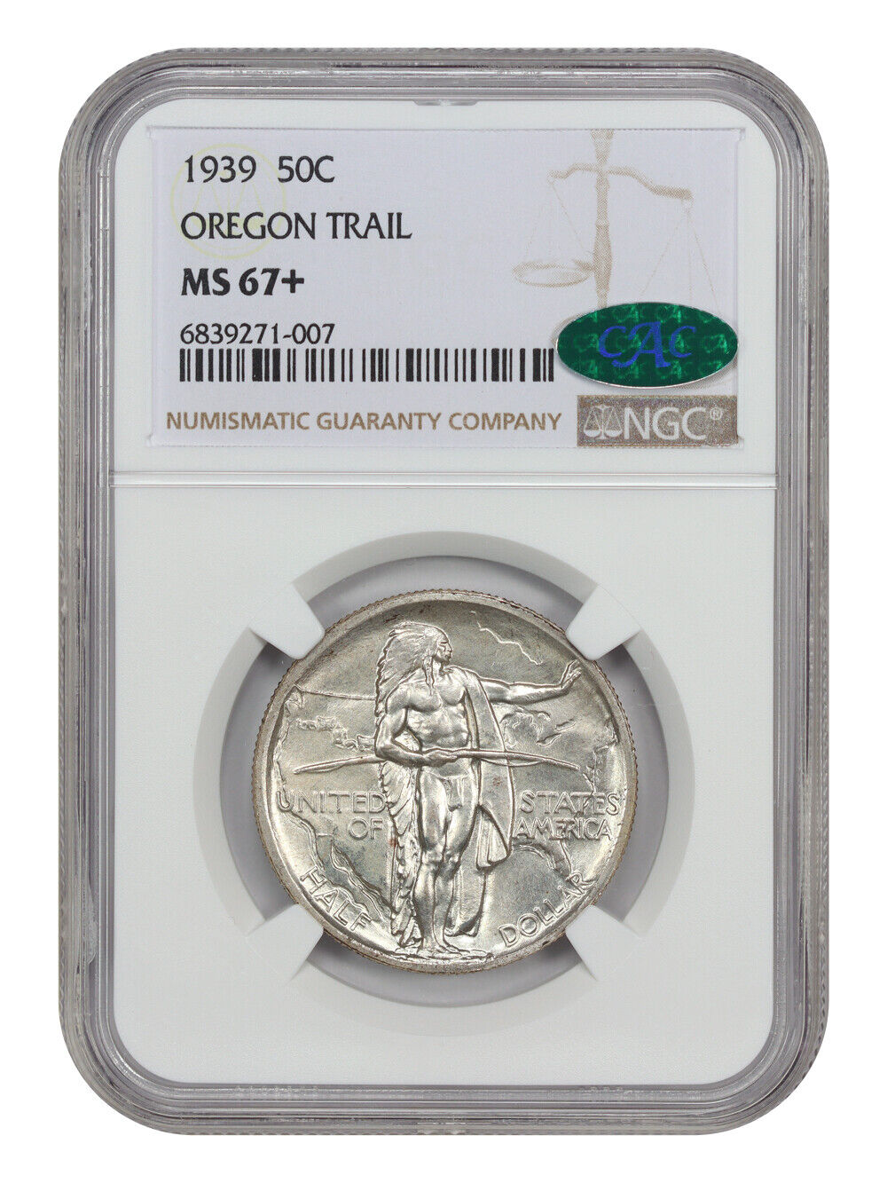 1939 50C Oregon NGC/CAC MS67+ - Classic Silver Commemorative - Low Mintage Issue