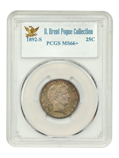 1892-S 25C PCGS MS66+ ex: Pogue - Barber Quarter