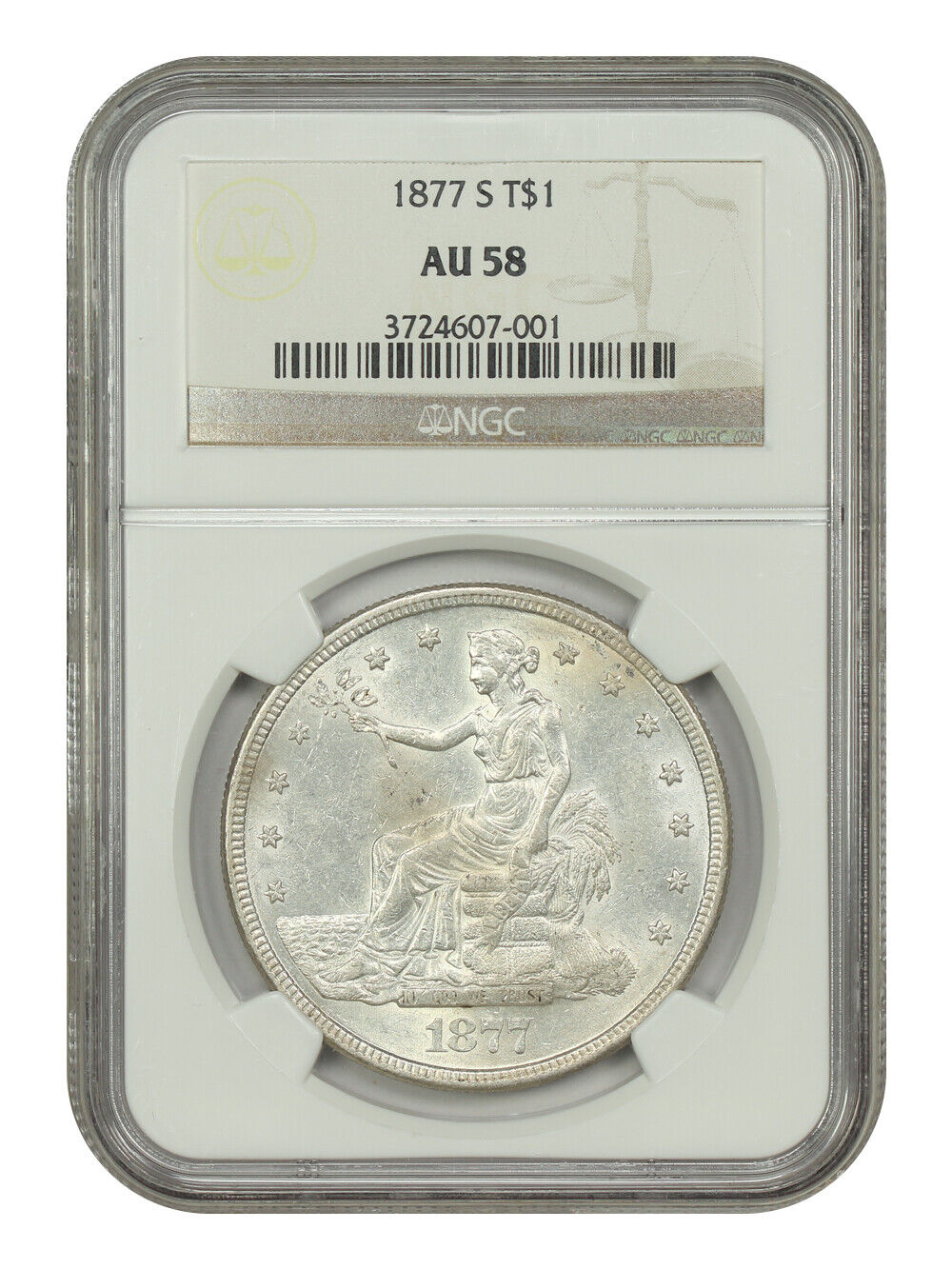 1877-S Trade $1 NGC AU58 - Trade Dollar - Great Type Coin