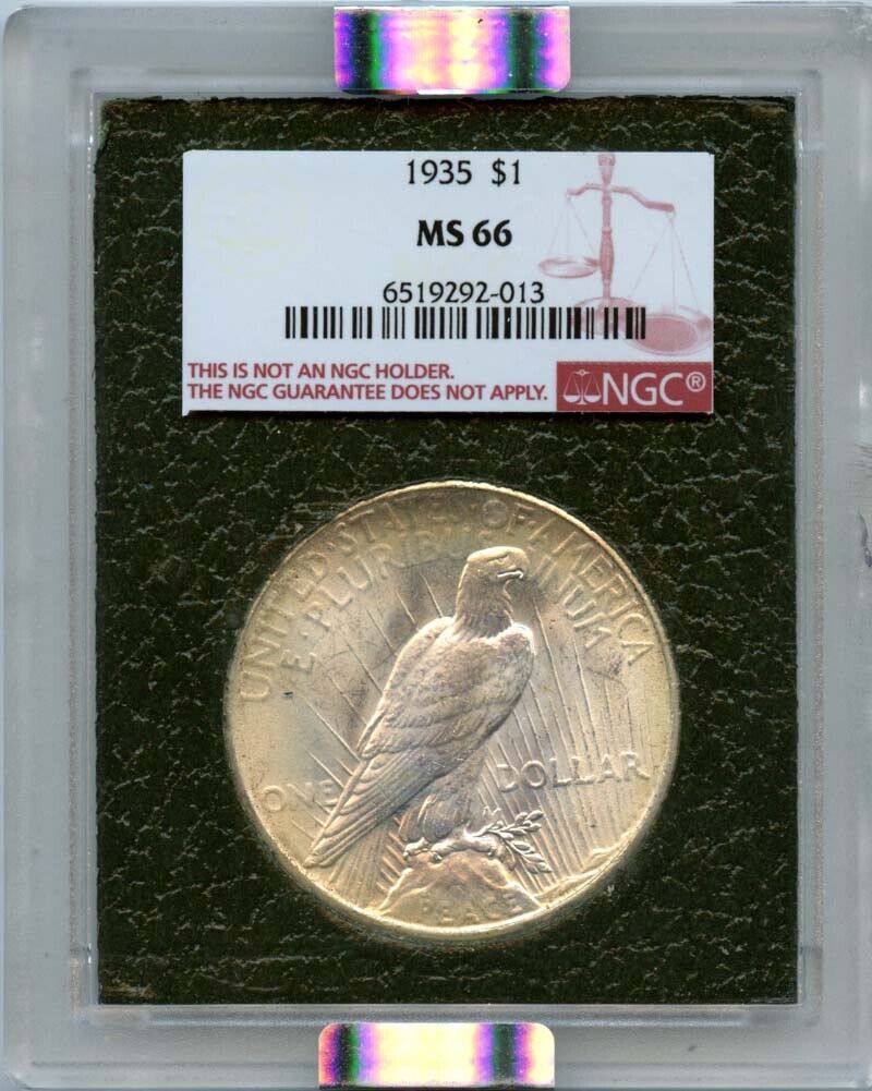 1935 Peace Dollar S$1 Green Paramount NGC MS66