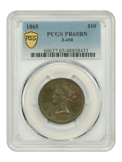 Pattern: 1865 $10 PCGS PR65BN (J-450) - Patterns