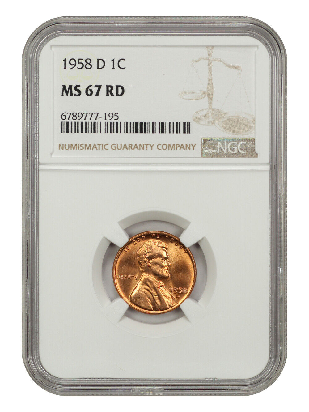 1958-D 1C NGC MS67RD