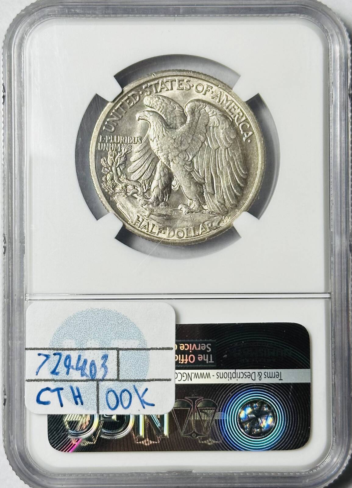 1929 D Walking Liberty Half Dollar NGC AU-58 CAC