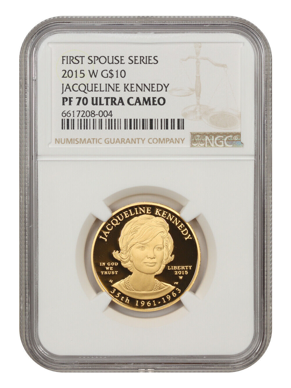 2015-W $10 Jacqueline Kennedy NGC PR70DCAM