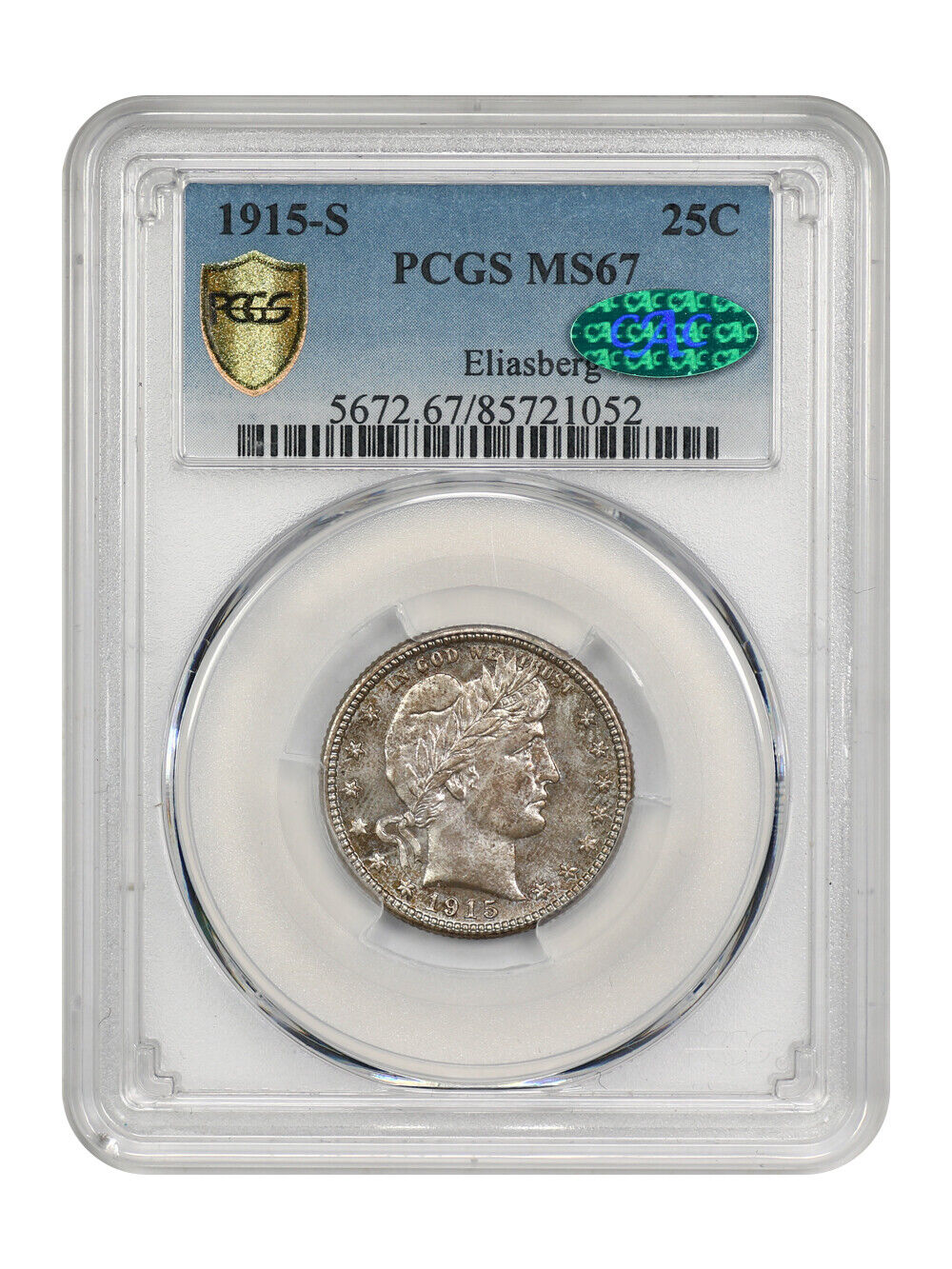 1915-S 25C PCGS/CAC MS67 ex: Eliasberg