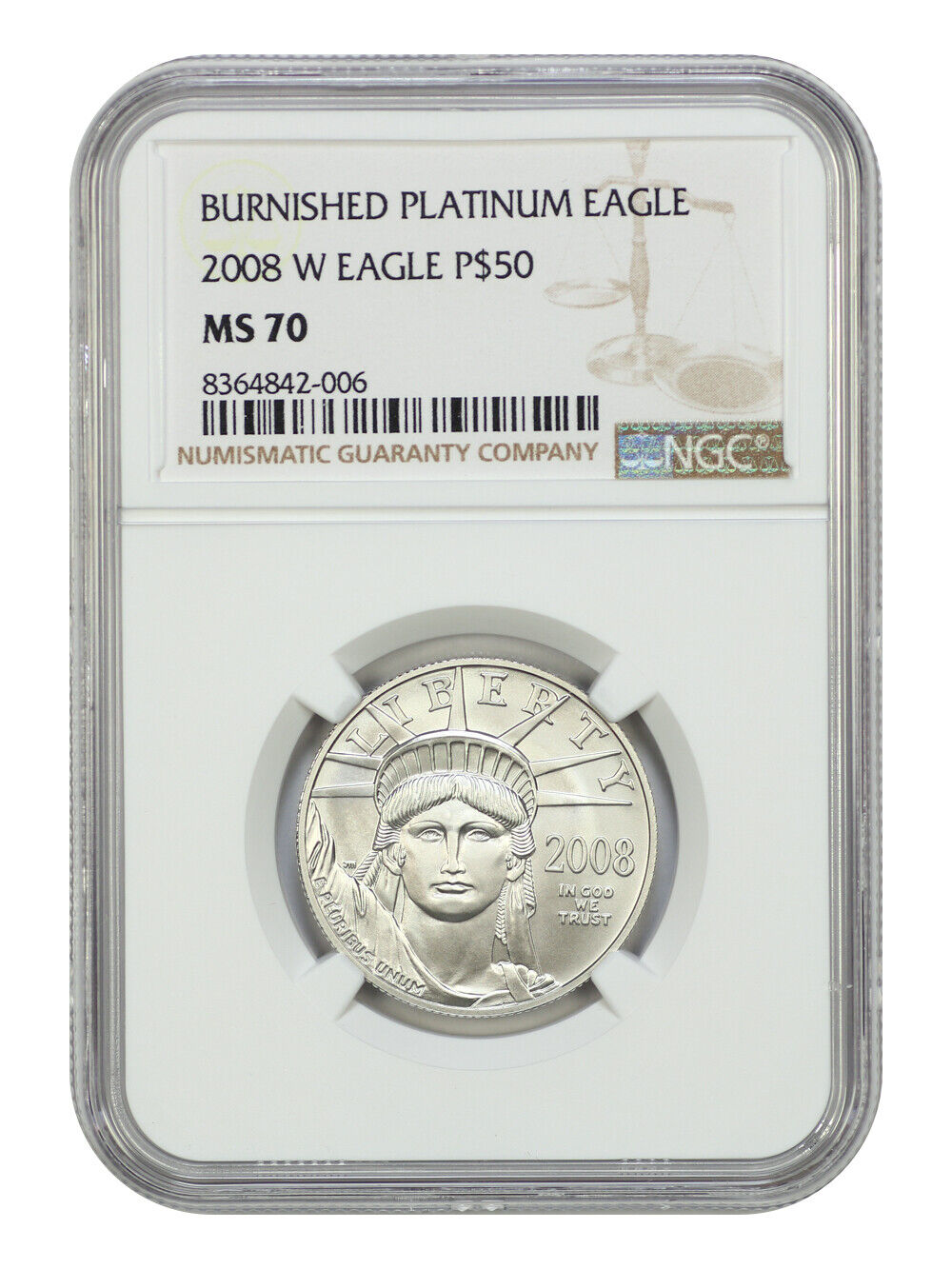 2008-W $50 Burnished St. of Liberty NGC SP70 - $50 Platinum Eagles