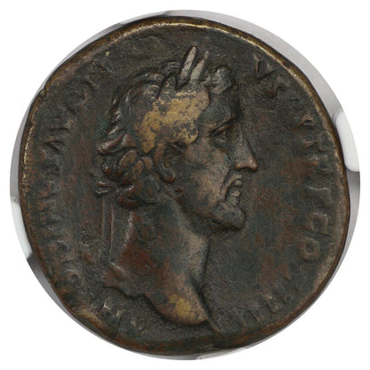 Ancient Roman: Antoninus Pius (AD 138-161) AE Sestertius NGC VF