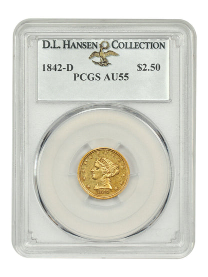 1842-D $2.50 PCGS AU55 ex: D.L. Hansen - Liberty Head $2.5