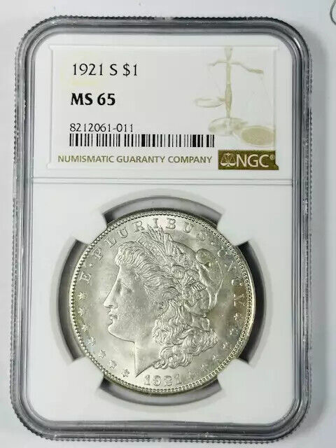 1921 S Morgan Silver Dollar NGC MS-65 Very Nice!