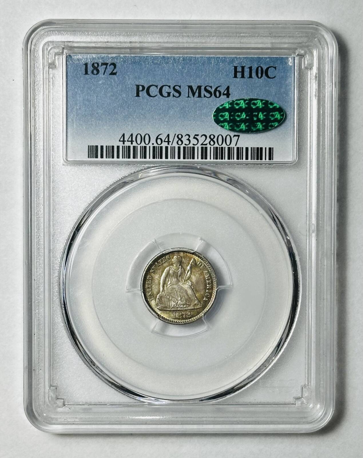 1872 P Liberty Seated Half Dime PCGS MS-64 CAC