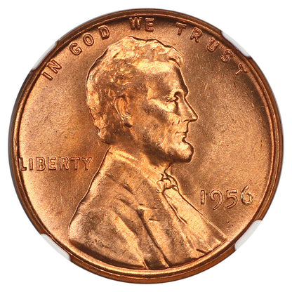 1956 1C NGC MS67RD - Lincoln Cent (Wheat Reverse)