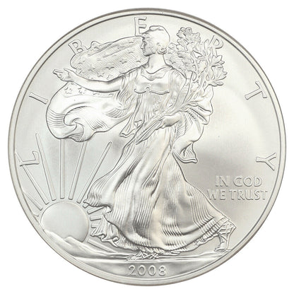 2008-W $1 Silver Eagle NGC MS70 (Reverse of 2007, Burnished) - Silver Eagles