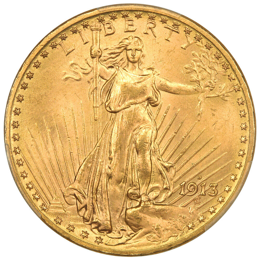 1913-D $20 PCGS MS65 - St. Gaudens $20