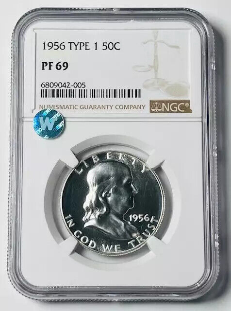 1956 Franklin Half Dollar NGC PF-69 Type 1 Sight White