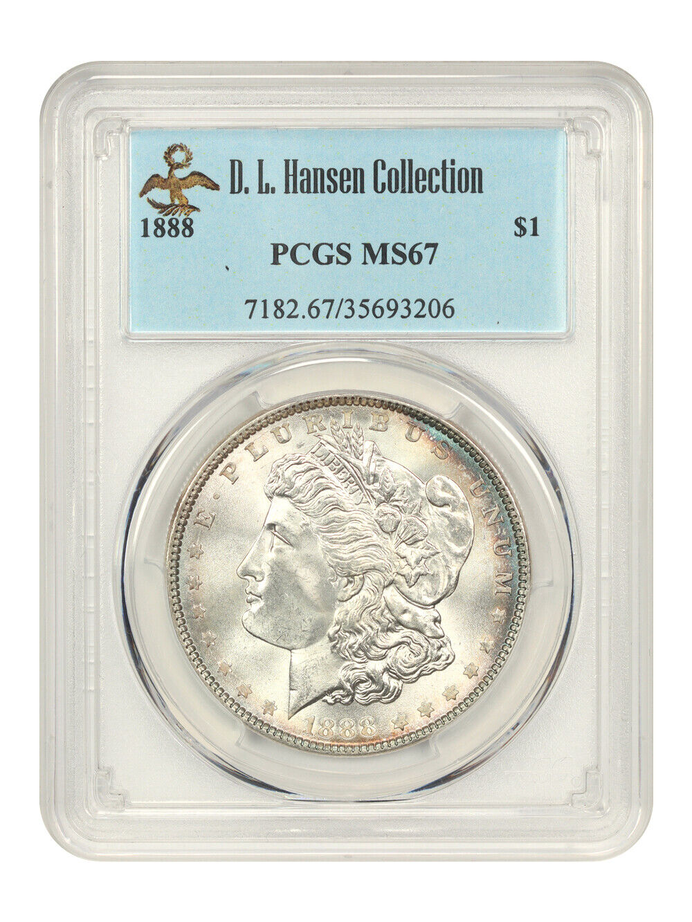 1888 $1 PCGS MS67 ex: D.L. Hansen