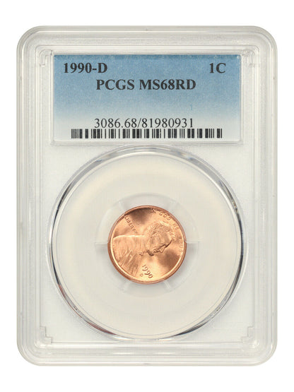 1990-D 1c PCGS MS68 RD