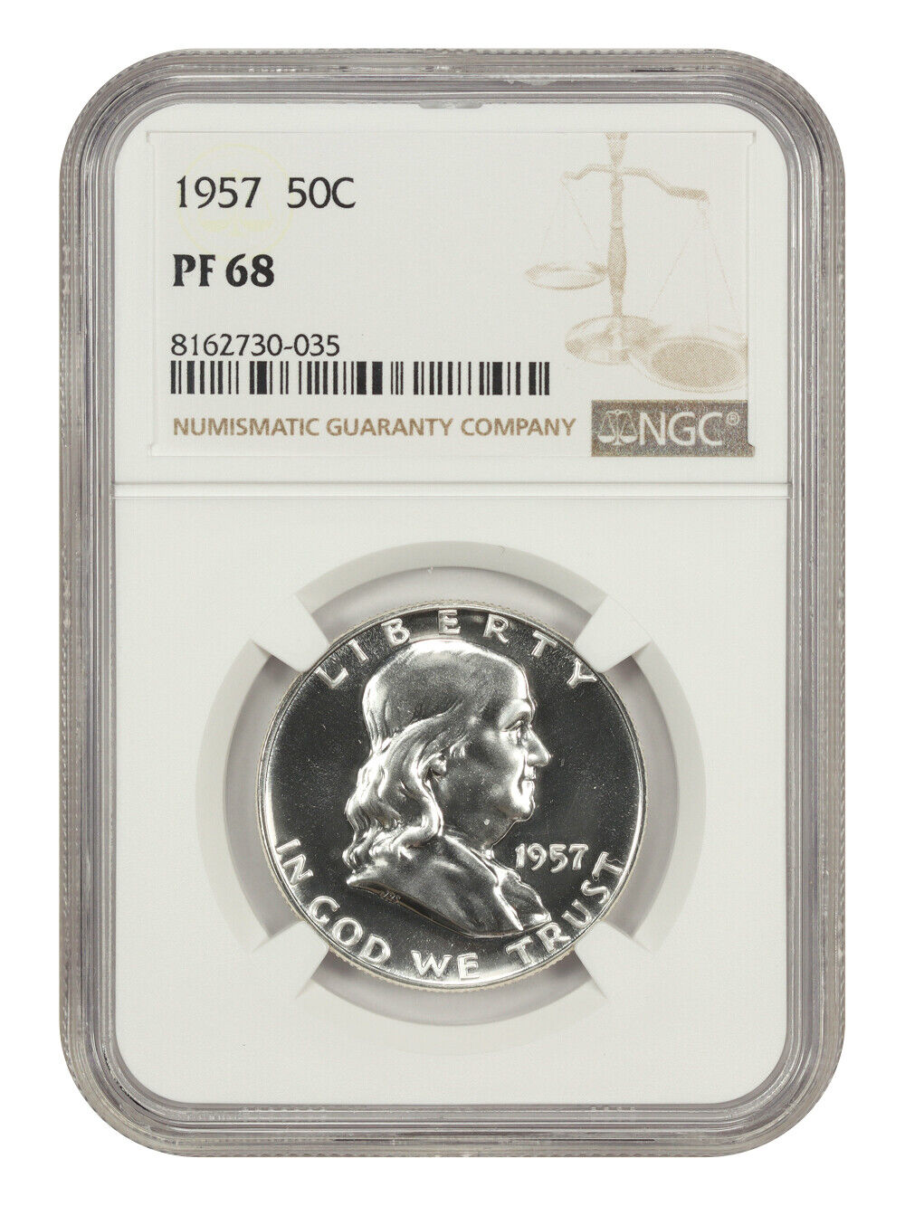 1957 50C NGC PR68 - Franklin Half Dollar