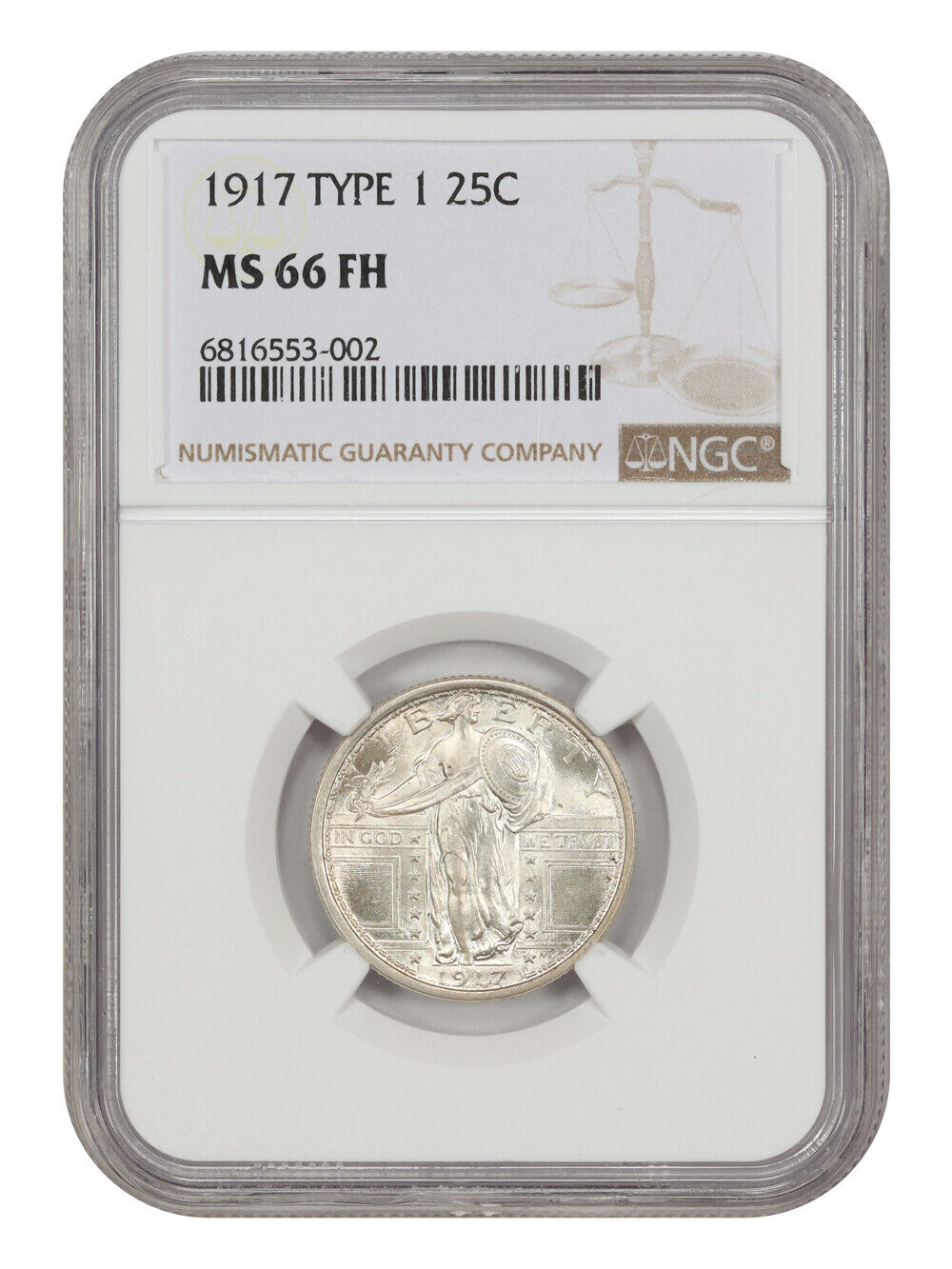 1917 25C NGC MS66FH (Type 1) - Standing Liberty Quarter