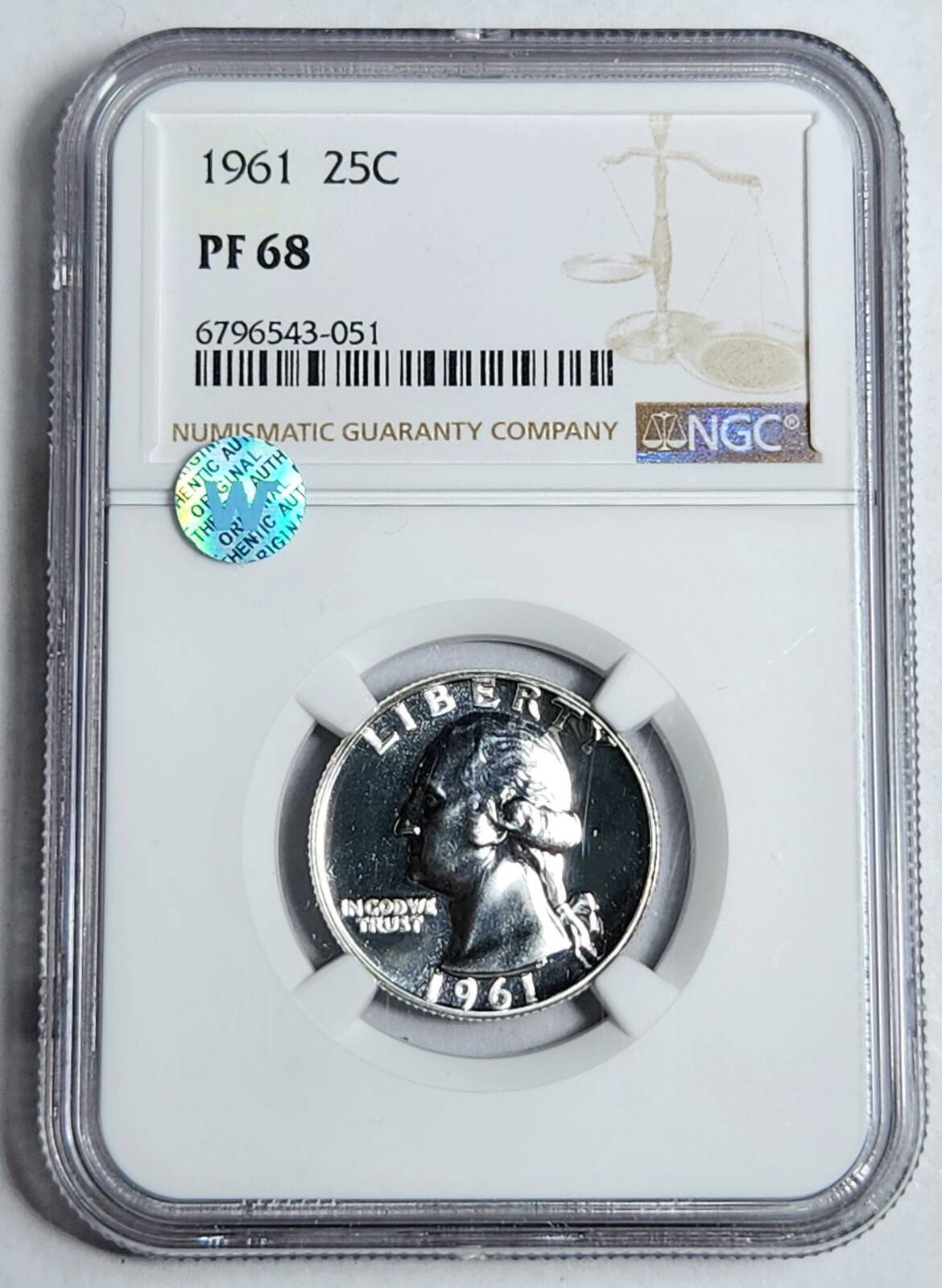 1961 P Washington Quarter NGC PF-68 Sight White