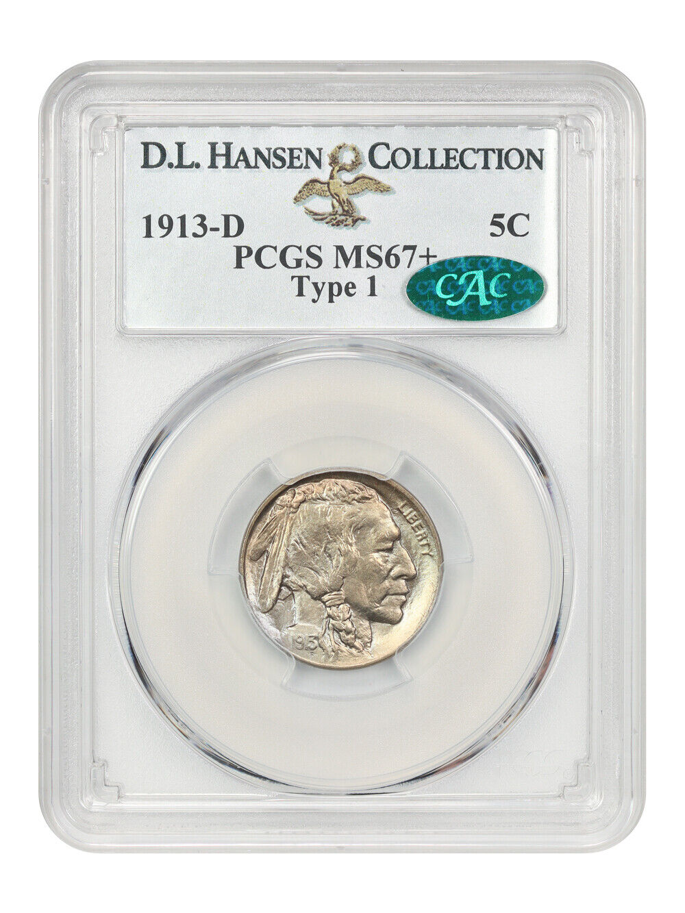 1913-D 5C PCGS/CAC MS67+ (Type 1) ex: D.L. Hansen