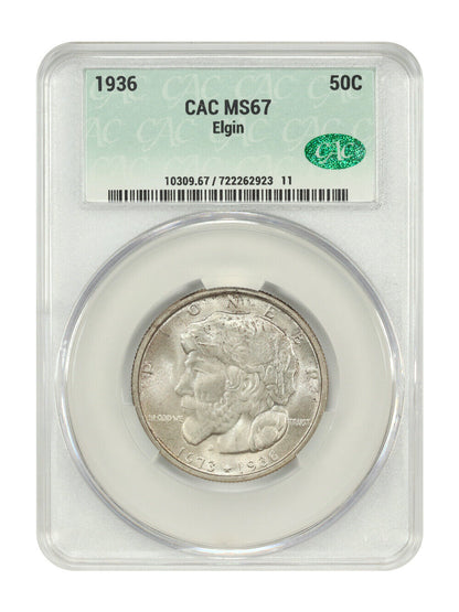 1936 50C Elgin CACG MS67 - Classic Silver Commemorative - Premium Gem