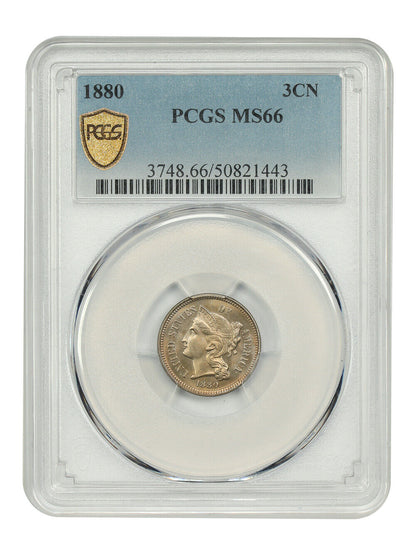 1880 3CN PCGS MS66 - Three Cent Nickel - Low Mintage Key Date