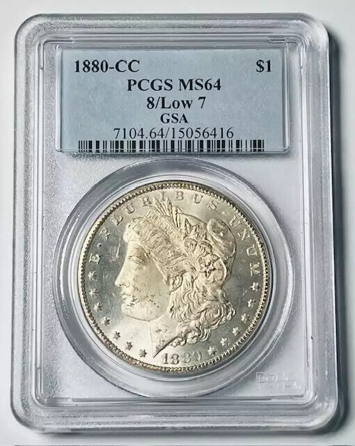 1880 CC Morgan Silver Dollar PCGS MS-64 8/Low 7