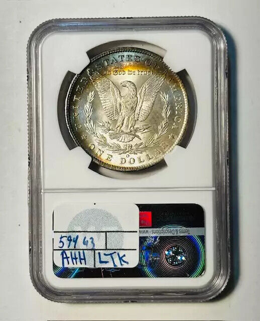 1885 O Morgan Silver Dollar NGC MS-65+ Rainbow Crescent Toning!