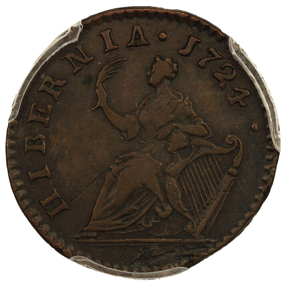 1724 Hibernia Farthing PCGS AU50