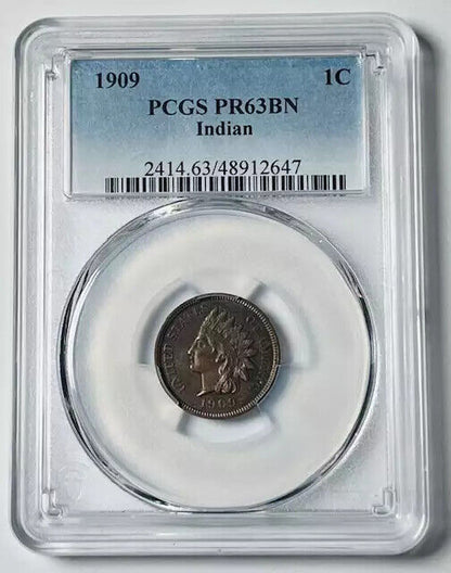 1909 P Small Cents Indian Head Penny PCGS PR-63 BN Proof