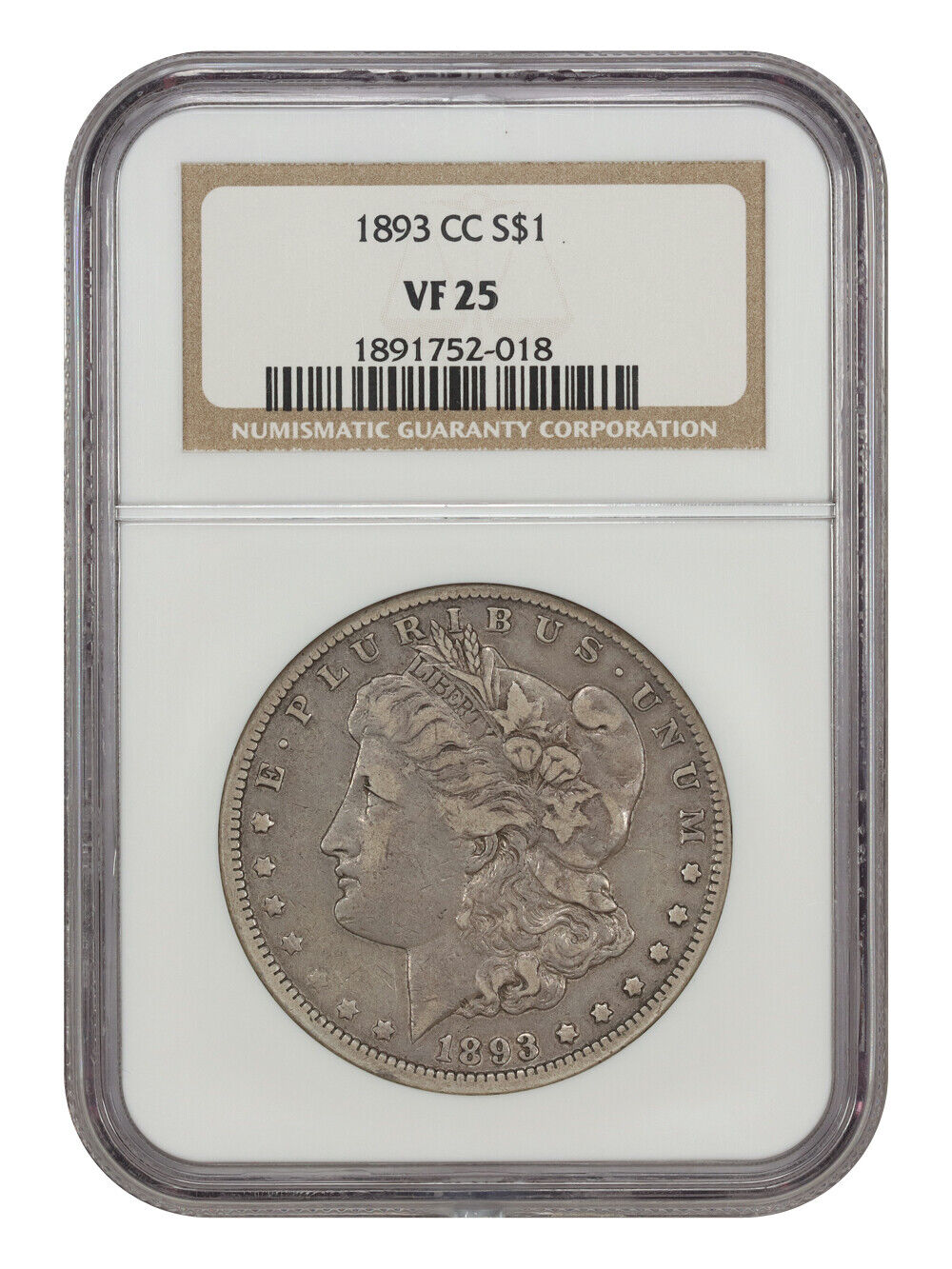 1893-CC $1 NGC VF25 - Morgan Dollar - Popular, Very Scarce Carson City Morgan